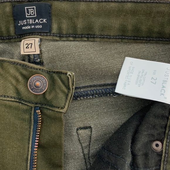♻️DONATED♻️ JUST BLACK Jeans Olive Army Green Skinny Jeans Size 2 C7 - Picture 7 of 7